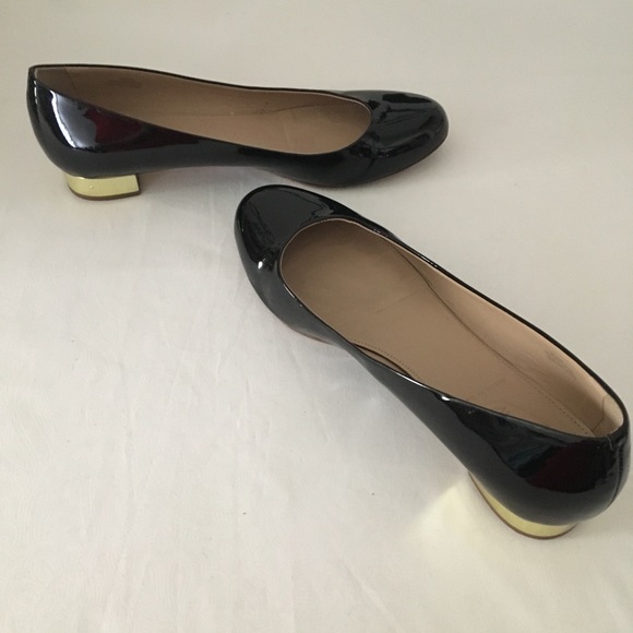 J. Crew Shoes - J. Crew Janey black with golden heel